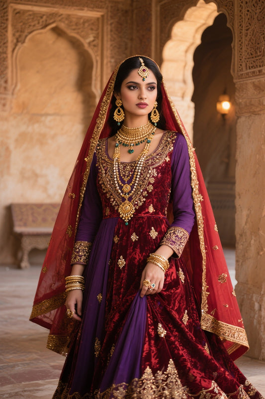 Esra - Mustard Long Chauga With Salwar